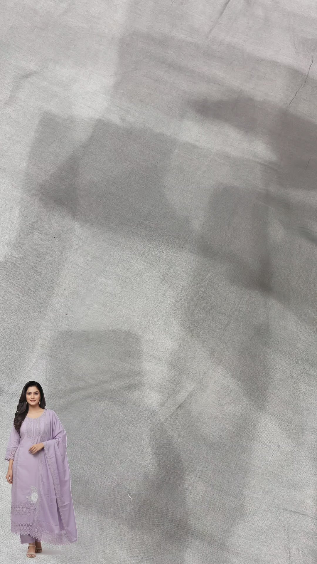 Elegant Roman Silk Semi-Stitched Suit Set with Lace Work & Chiffon Dupatta