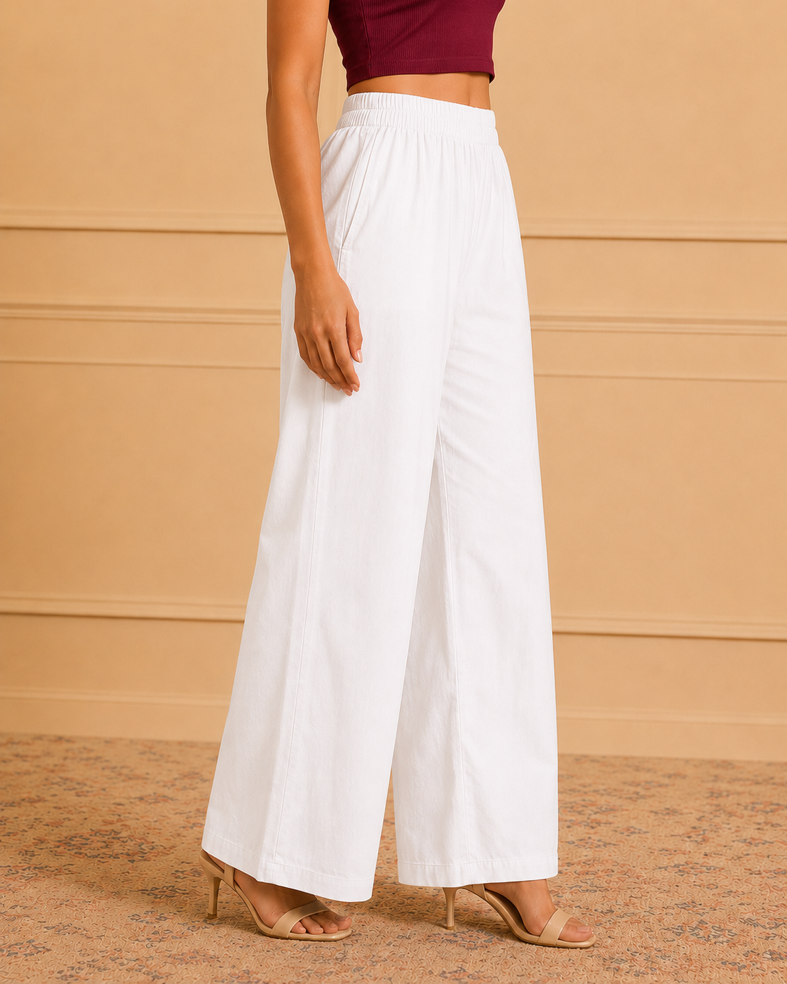 White Pure Cotton Straight Bottom